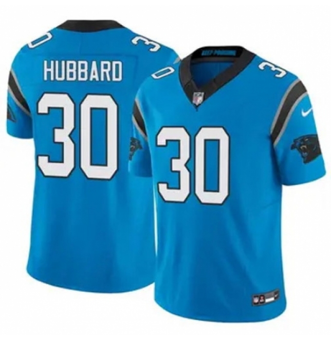 Youth Carolina Panthers #30 Chuba Hubbard Blue F U S E Stitched NFL Jersey