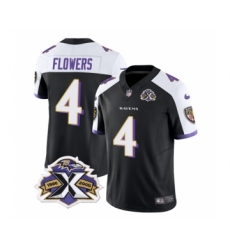 Men's Nike Baltimore Ravens #4 Zay Flowers Black White 2023 F.U.S.E Throwback Vapor Limited Stitched Jersey