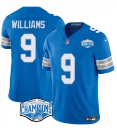 Men's Detroit Lions #9 Jameson Williams Blue 2024 NFC North Champions F.U.S.E. Vapor Limited Stitched Jersey