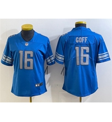 Women's Detroit Lions #16 Jared Goff Blue Vapor Limited Stitched Football Jersey