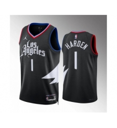 Men's Los Angeles Clippers #1 James Harden Black Statement Edition Stitched Jersey