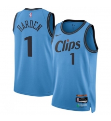 Men's Los Angeles Clippers #1 James Harden Light Blue 2024-25 CityEdition Stitched Jersey