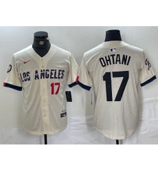 Men's Los Angeles Dodgers #17 Shohei Ohtani Cream 2024 City Connect Limited Stitched Jersey