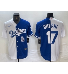 Men's Los Angeles Dodgers #17 Shohei Ohtani White Blue Two Tone Stitched Baseball Jersey