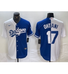 Men's Los Angeles Dodgers #17 Shohei Ohtani White Blue Two Tone Stitched Baseball Jerseys