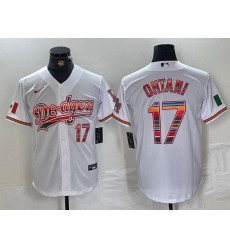 Men's Los Angeles Dodgers #17 Shohei Ohtani White Mexico Cool Base Stitched Jersey