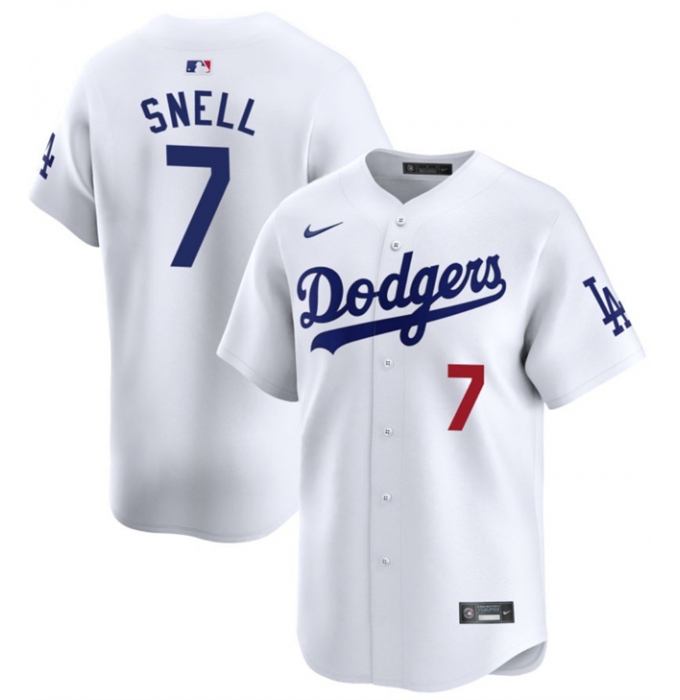 Men's Los Angeles Dodgers #7 Blake Snell White 2024 Home Limited Stitched Baseball Jersey