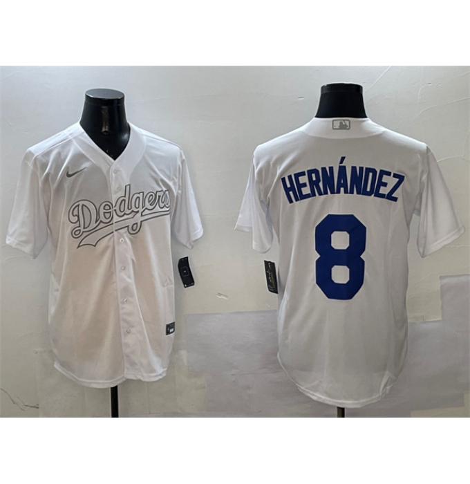 Men's Los Angeles Dodgers #8 Enrique Hernández White Fashion Cool Base Stitched Baseball Jersey