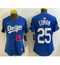 Women's Los Angeles Dodgers #25 Tommy Edman Number Blue 2024 World Series With Fernando 34 Fashion Limited Stitched Jerseys