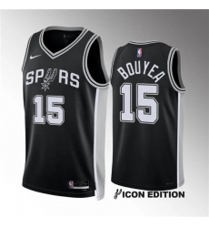 Men's San Antonio Spurs #15 Jamaree Bouyea Black Icon Edition Stitched Basketball Jersey