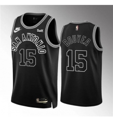 Men's San Antonio Spurs #15 Jamaree Bouyea Black Icon Edition Stitched Basketball Jerseys