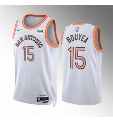Men's San Antonio Spurs #15 Jamaree Bouyea White 2023-24 City Edition Stitched Basketball Jersey