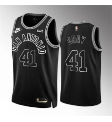 Men's San Antonio Spurs #41 Raiquan Gray 2022-23 Black Classic Edition Stitched Basketball Jersey