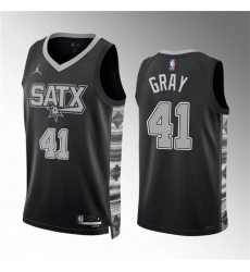 Men's San Antonio Spurs #41 Raiquan Gray Black Statement Edition Stitched Basketball Jersey