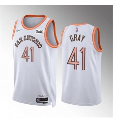 Men's San Antonio Spurs #41 Raiquan Gray White 2023-24 City Edition Stitched Basketball Jersey