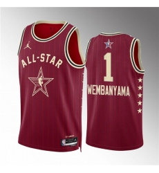 Men's 2024 All-Star #1 Victor Wembanyama Crimson Stitched Basketball Jersey