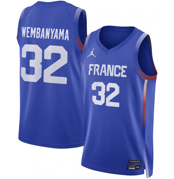 Men's France Basketball #32 Victor Wembanyama Royal Jordan Brand 2024 Summer Olympics Player Limited Basketball Jersey