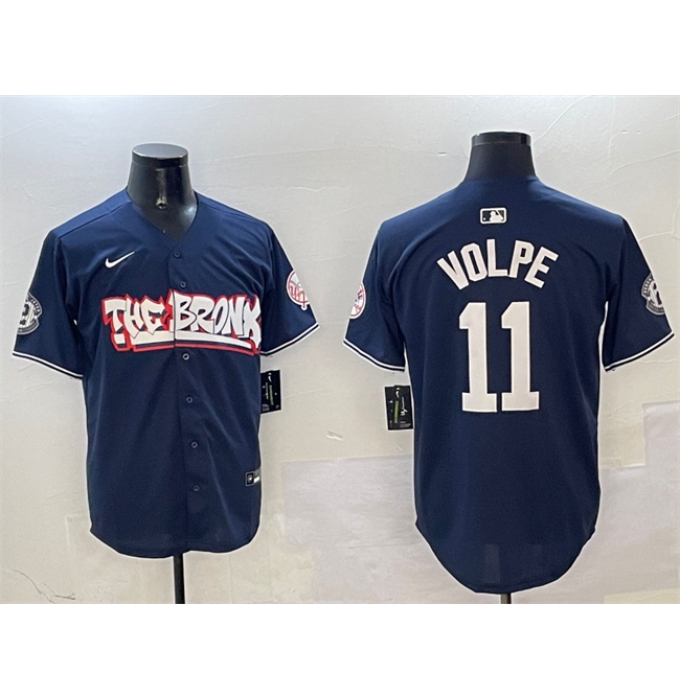 Men's New York Yankees #11 Anthony Volpe Navy Bronx Graffiti Vapor Limited Stitched Baseball Jersey