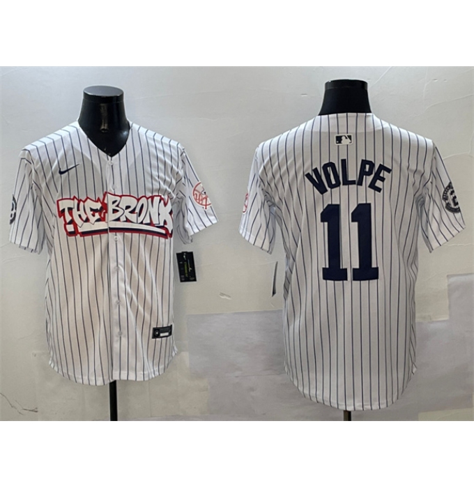 Men's New York Yankees #11 Anthony Volpe White Bronx Graffiti Vapor Limited Stitched Baseball Jersey