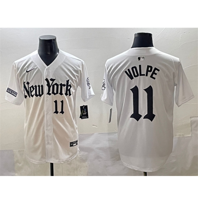 Men's New York Yankees #11 Anthony Volpe White 'Gothic Legacy Edition' Vapor Premier Limited Stitched Baseball Jersey