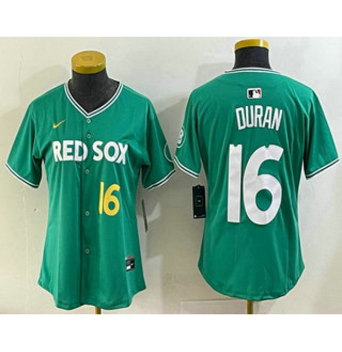Women's Boston Red Sox #16 Jarren Duran Green 2025 City Connect Player Name Limited Jersey