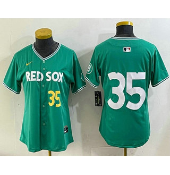 Women's Boston Red Sox #35 Garrett Crochet Green 2025 City Connect Limited Jersey