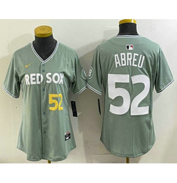 Women's Boston Red Sox #52 Wilyer Abreu Light Green 2025 City Connect Player Name Limited Jersey