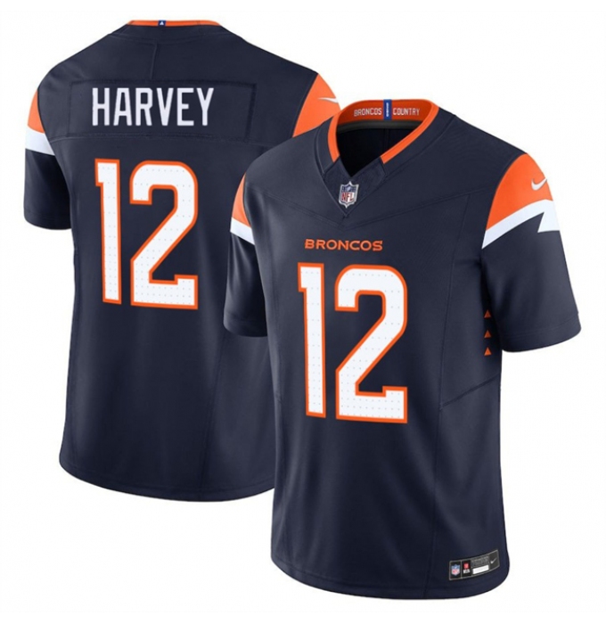 Men's Denver Broncos #12 RJ Harvey Navy F.U.S.E. Vapor Limited Football Stitched Jersey