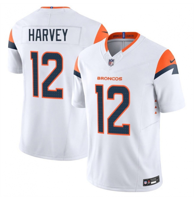 Men's Denver Broncos #12 RJ Harvey White 2025 F.U.S.E. Vapor Limited Football Stitched Jersey
