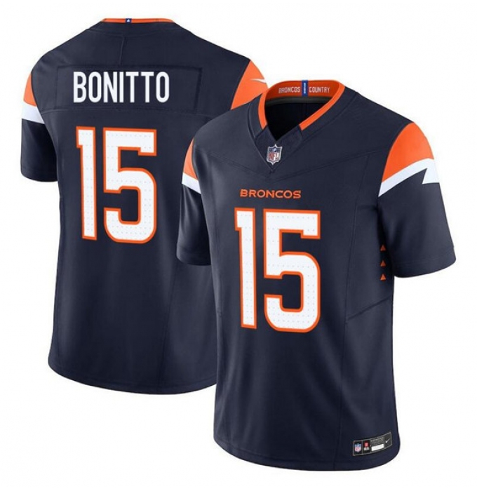 Men's Denver Broncos #15 Nik Bonitto Navy F.U.S.E. Vapor Limited Football Stitched Jersey