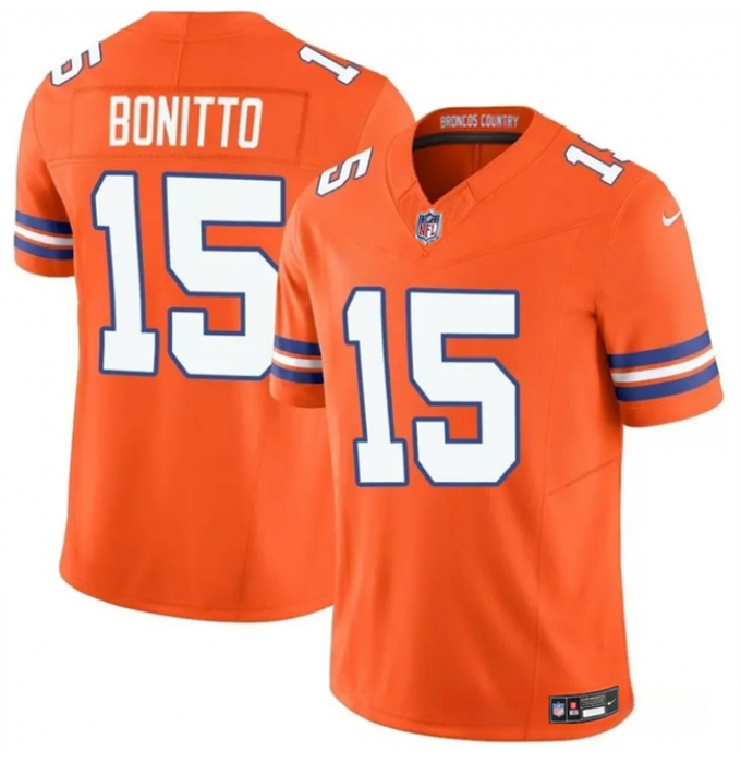 Men's Denver Broncos #15 Nik Bonitto Orange F.U.S.E. Mile High Collection 1977 Throwback Vapor Limited Football Stitched Jersey