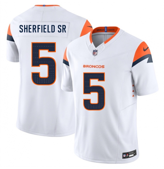 Men's Denver Broncos #5 Trent Sherfield Sr White 2025 F.U.S.E. Vapor Limited Football Stitched Jersey