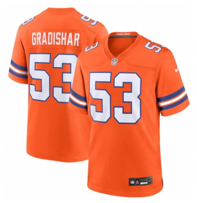Men's Denver Broncos #53 Randy Gradishar Orange Mile High Collection 1977 Throwback Stitched Jersey