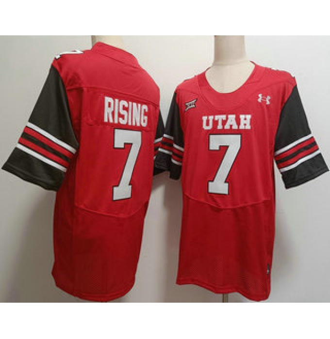 Men's Utah Utes #7 Cameron Rising Red 2024 College Football Jersey