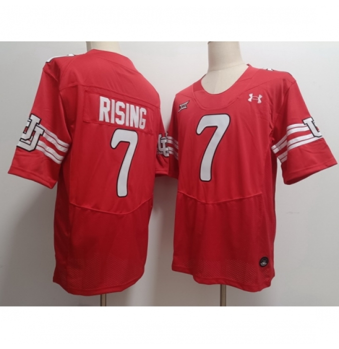 Men's Utah Utes Cameron Rising #7 Red Stitched NCAA Football Jersey