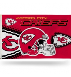 2Pcs NFL Kansas City Chiefs Helmet 3-Foot by 5-Foot Single Sided Banner Flag with Grommets