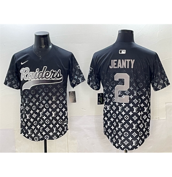 Men's Las Vegas Raiders #2 Ashton Jeanty Black Limited Stitched Baseball Jersey