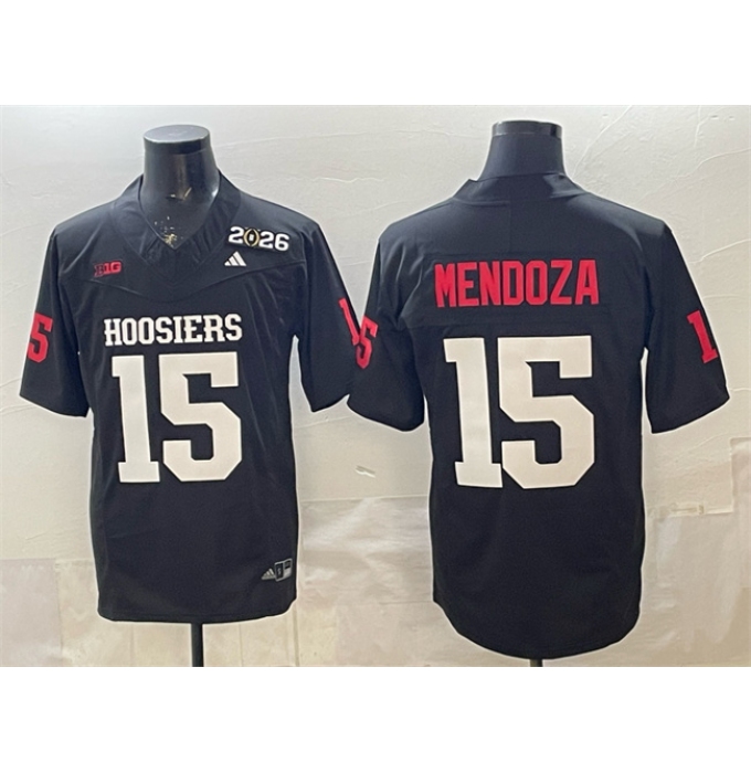 Men's Indiana Hoosiers #15 Fernando Mendoza Black F.U.S.E. 2026 Patch Stitched Basketball Jersey