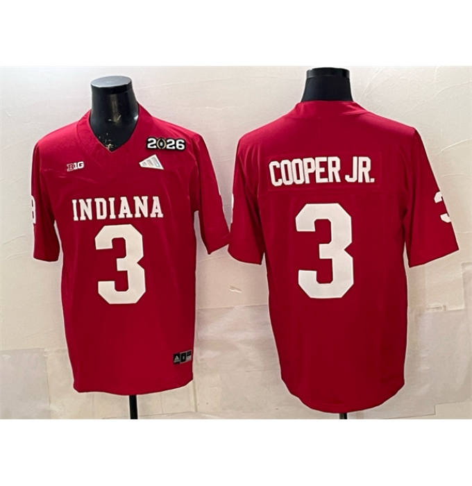 Men's Indiana Hoosiers #3 Omar Cooper Jr. Red F.U.S.E. 2026 Patch Stitched Football Jersey