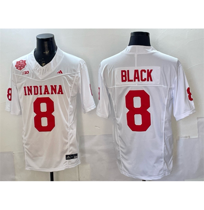 Men's Indiana Hoosiers #8 Kaelon Black White F.U.S.E. 2025 National Champions Patch Stitched Football Jersey