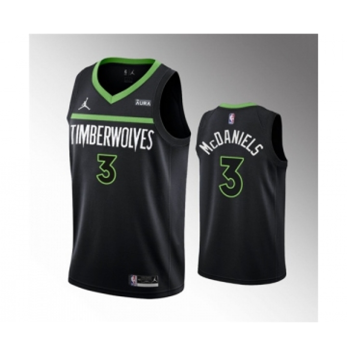 Men's Minnesota Timberwolves #3 Jaden McDaniels Black Statement Edition Stitched Jersey