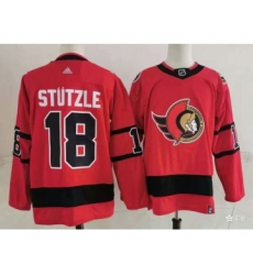 Men's Ottawa Senators #18 Tim Stutzle Red 2021 Reverse Retro Authentic Jersey