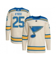 Men's St. Louis Blues #25 Jordan Kyrou Cream 2022 Winter Classic Stitched Jersey