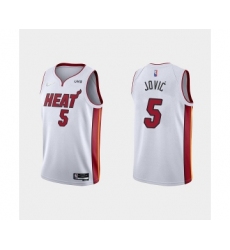 Men's Miami Heat #5 Nikola Jovic 2022 White Stitched Basketball Jersey