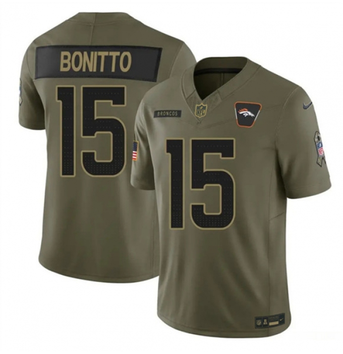 Men's Denver Broncos #15 Nik Bonitto Olive 2025 F.U.S.E. Salute to Service Limited Football Stitched Jersey