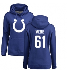 NFL Women's Nike Indianapolis Colts #61 JMarcus Webb Royal Blue Name & Number Logo Pullover Hoodie