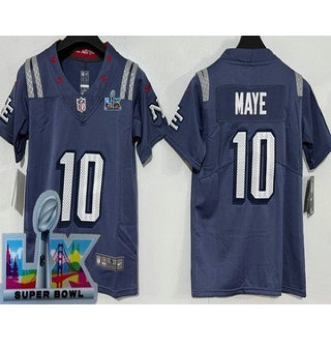 Youth New England Patriots #10 Drake Maye Limited Gray Rivalries Super Bowl LX Vapor Jersey