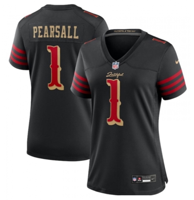 Women's San Francisco 49ers #1 Ricky Pearsall Black 2025 F.U.S.E. “Rivalries” Vapor Limited Stitched Football Jersey