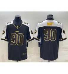 Men's Pittsburgh Steelers #90 TJ Watt Black Gold Thanksgiving Vapor Untouchable Limited Stitched Jersey