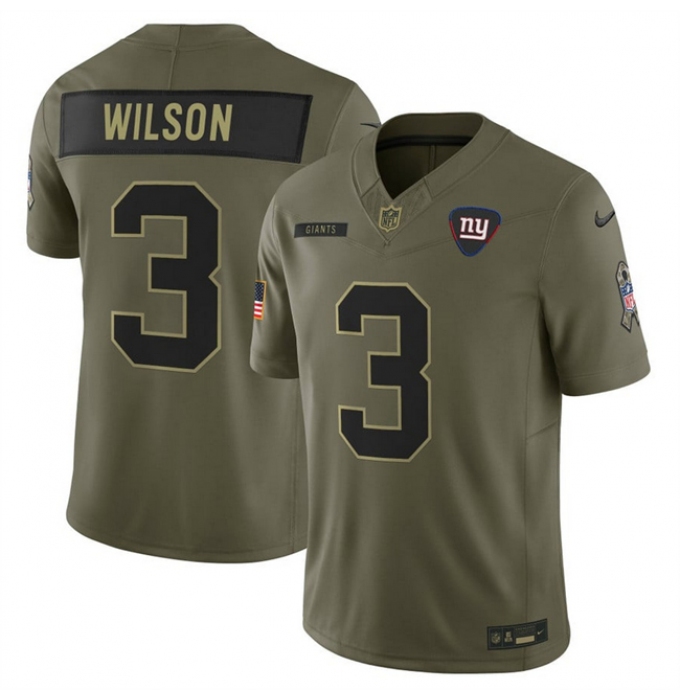 Men's New York Giants #3 Russell Wilson Olive 2025 F.U.S.E. Salute to Service Limited Football Stitched Jersey